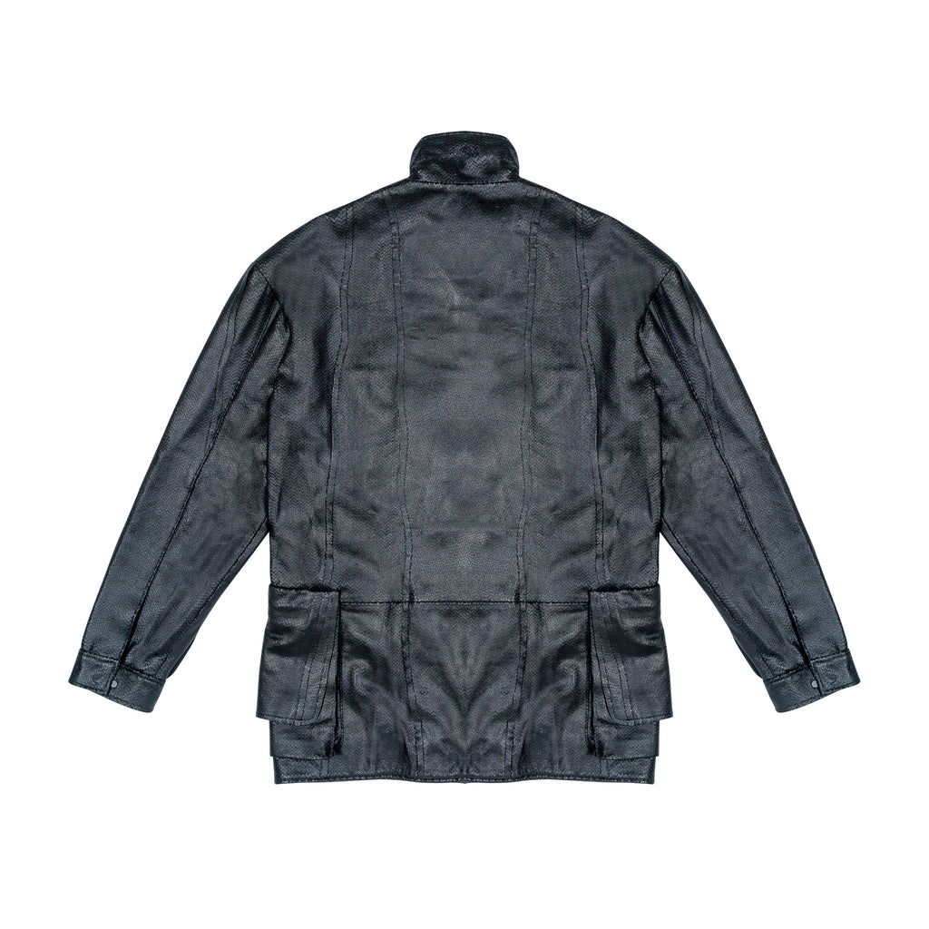 EROSION LEATHER COAT, BLACK