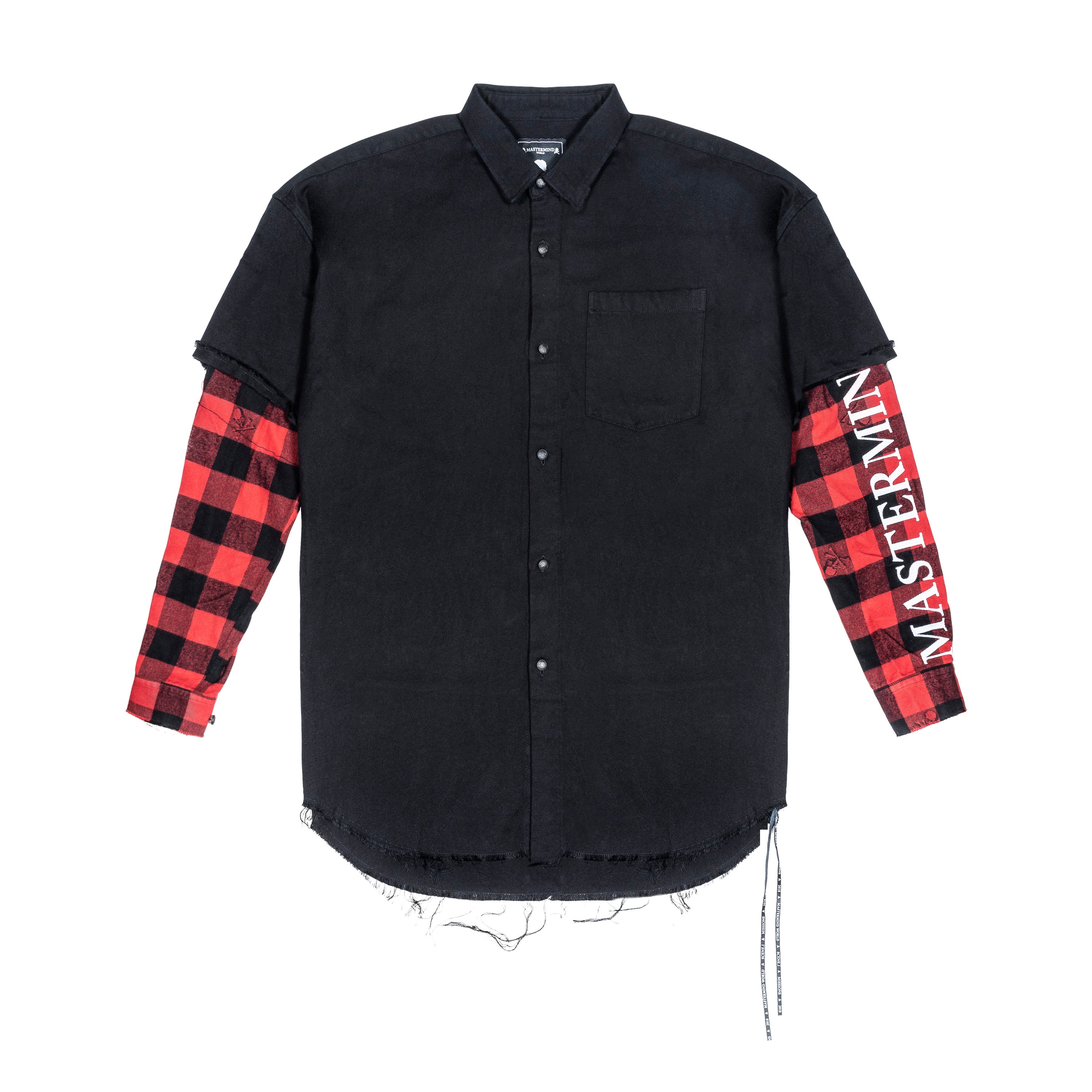 MASTERMIND - FLANNEL SHIRT, BLACK/RED - M | #size_us M = jp 2 = eu 48