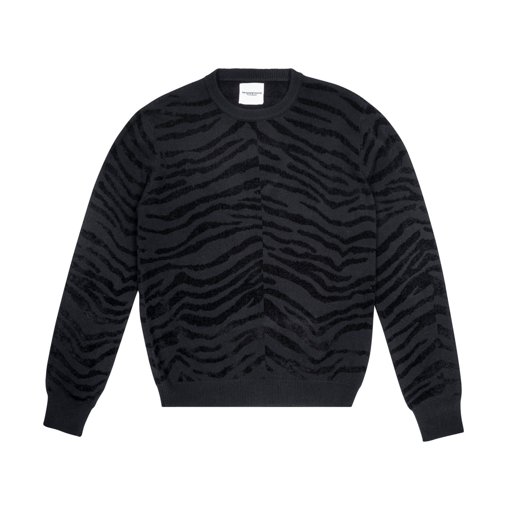 THE SOLOIST - ZEBRA KNIT SWEATER, BLACK - 48 | #size_us M = jp 2 = eu 48