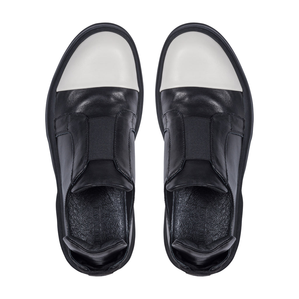 Lace-Up Back Slip on Sneakers, Black