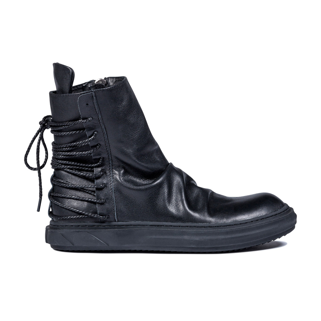 Lace-Up Back Sneakers, BLACK