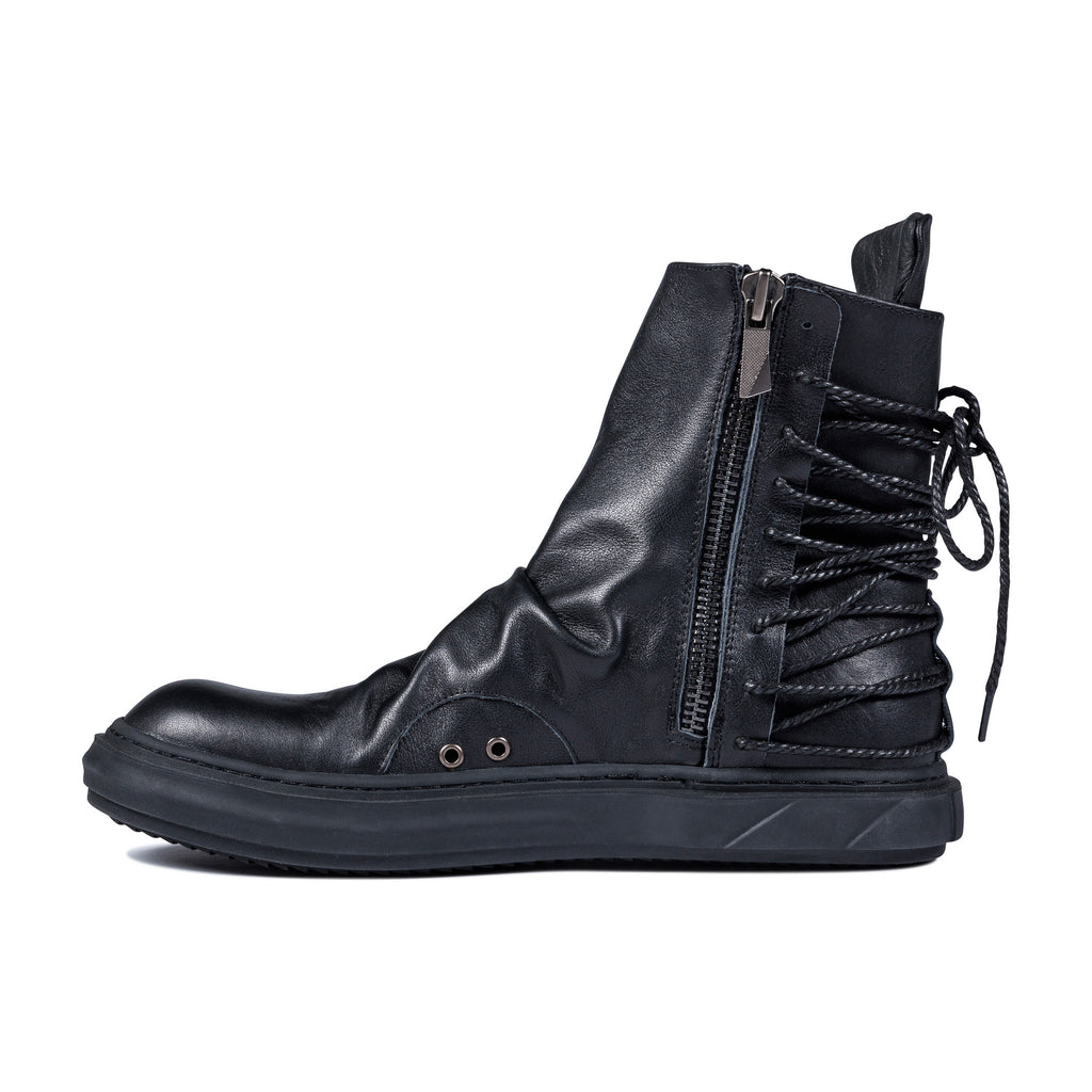 Lace-Up Back Sneakers, BLACK