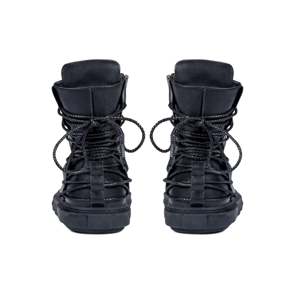 Lace-Up Back Sneakers, BLACK