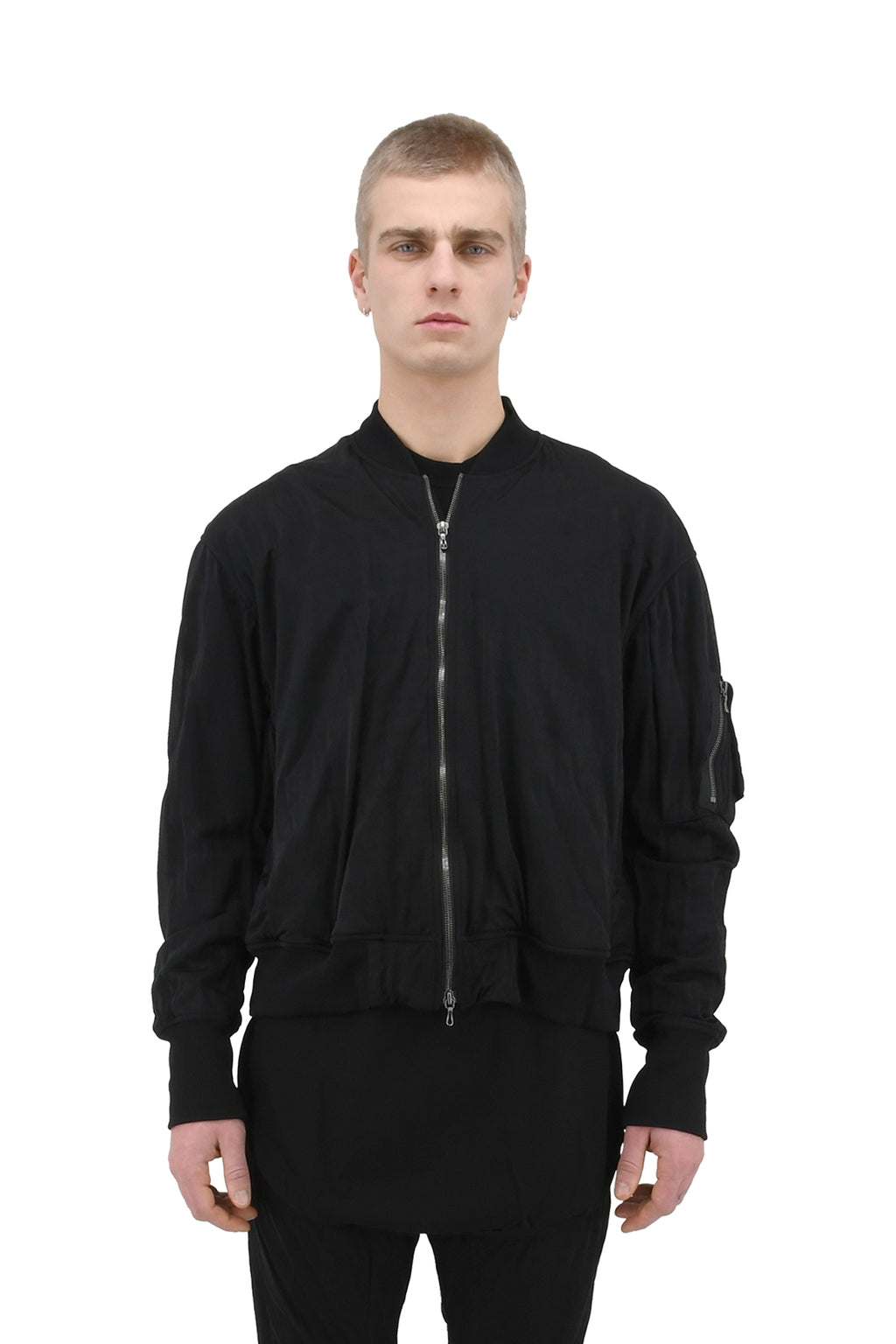 Smooth Nylon Blouson, Black - 2 | #size_us M = jp 2 = eu 48