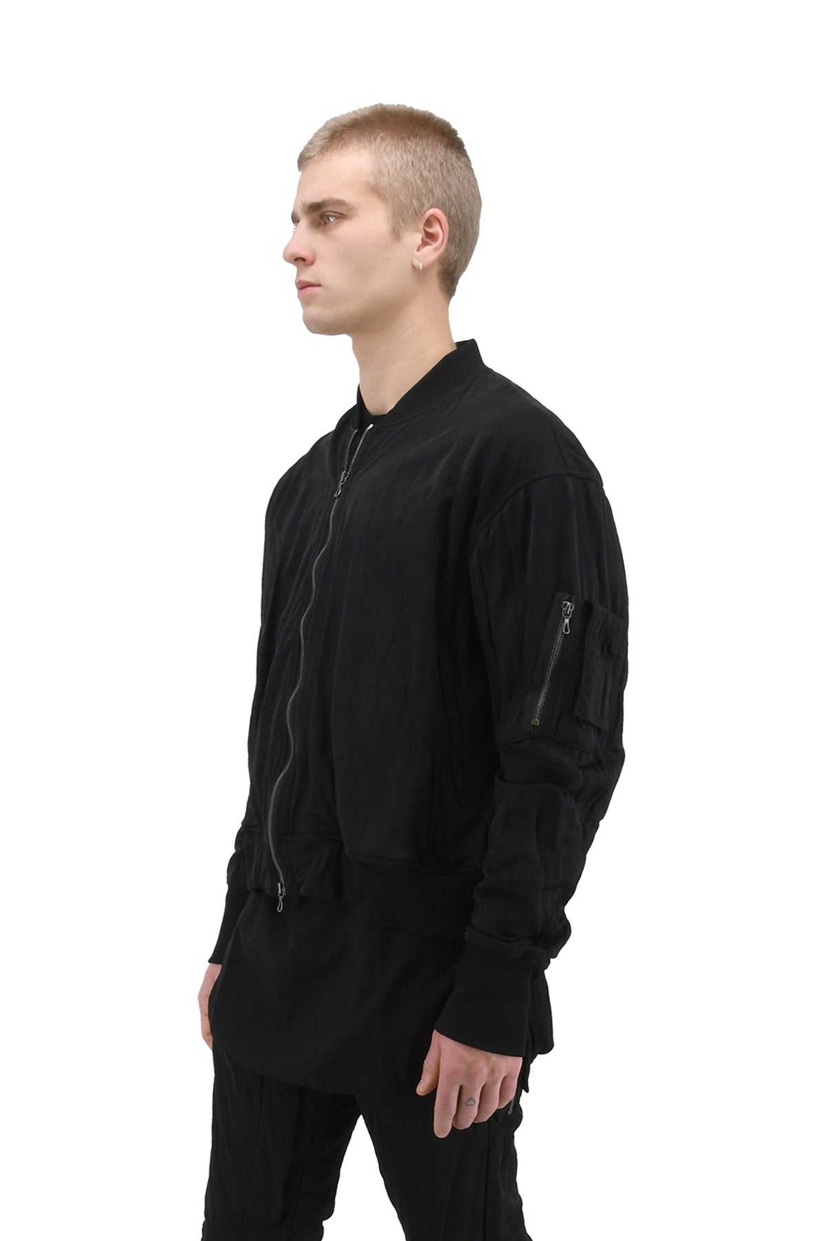 Smooth Nylon Blouson, Black