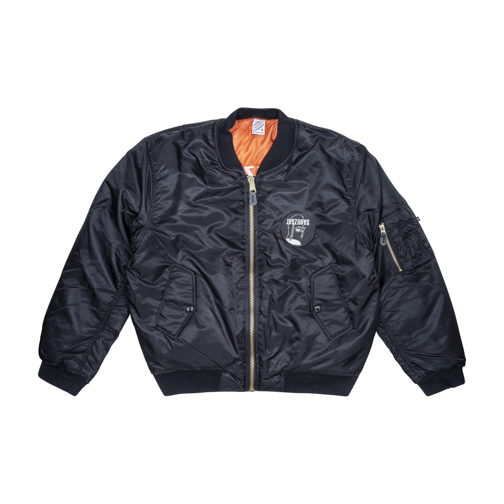 SAMIZDAT - LOGO BOMBER JACKET, BLACK - S | #size_us S  = jp 1 = eu 46