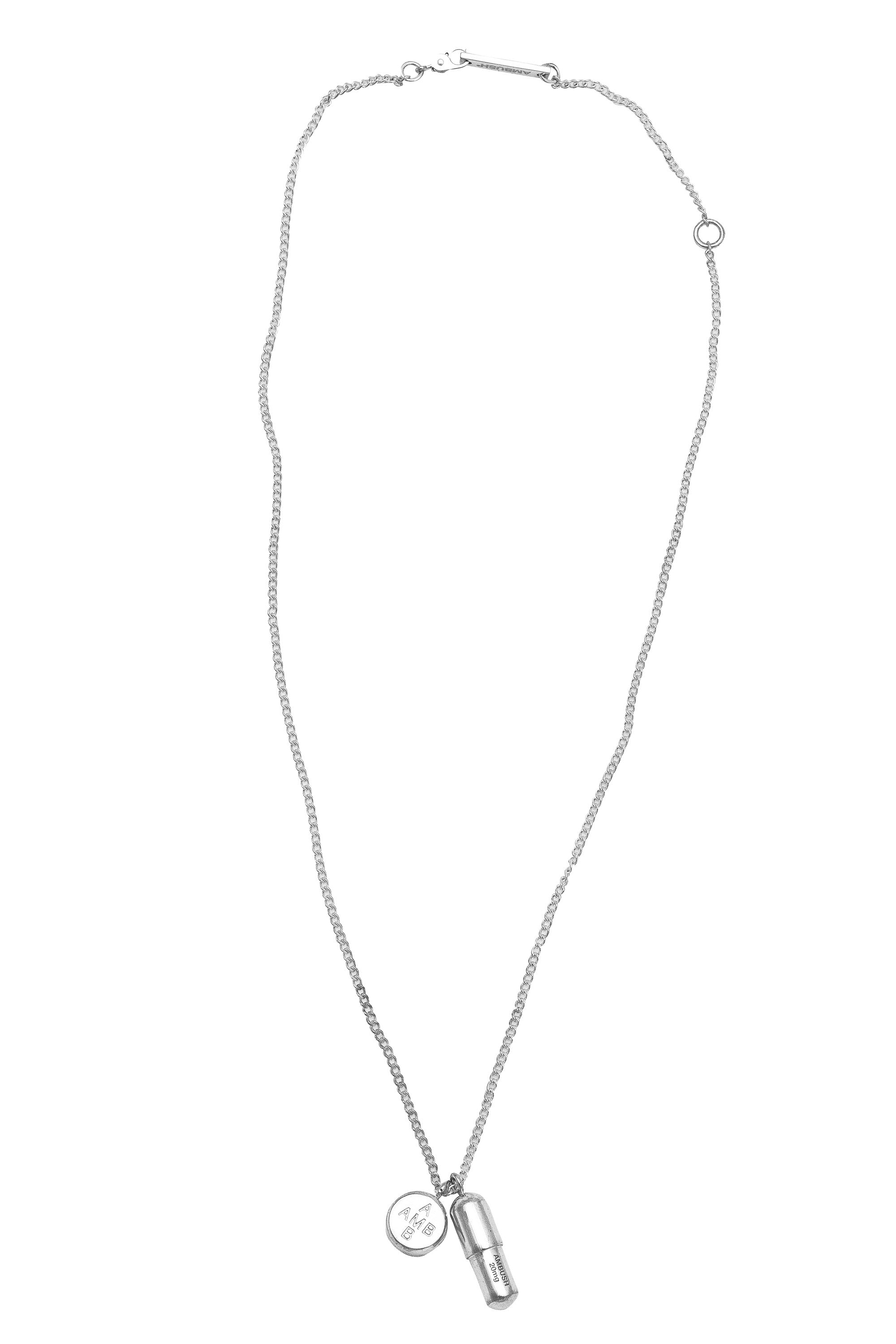 AMBUSH - PILL CHARM NECKLACE, SILVER | #size_One Size fits all