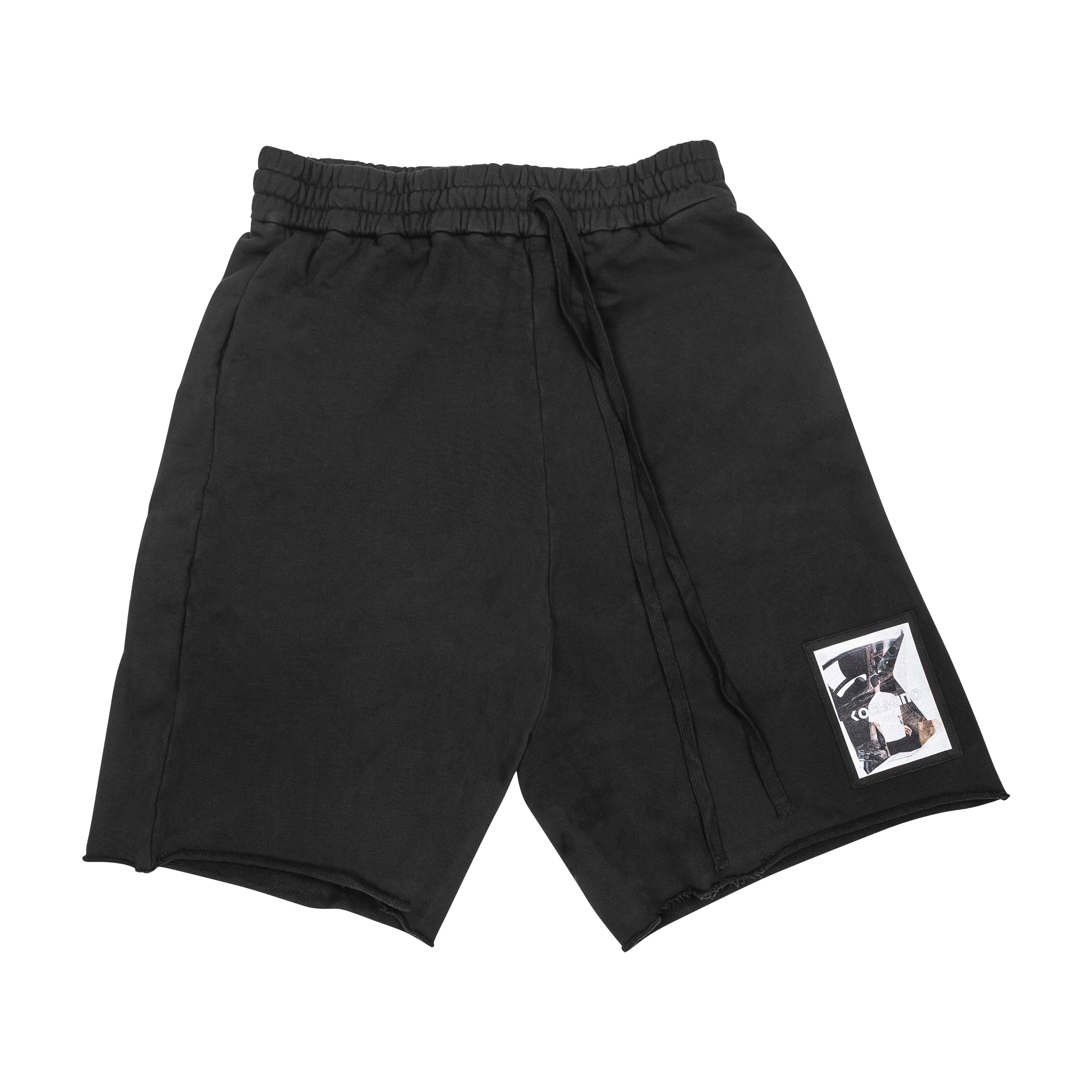 KOMAKINO - FLEECE SHORTS SCRAPS, BLACK - M | #size_us M = jp 2 = eu 48
