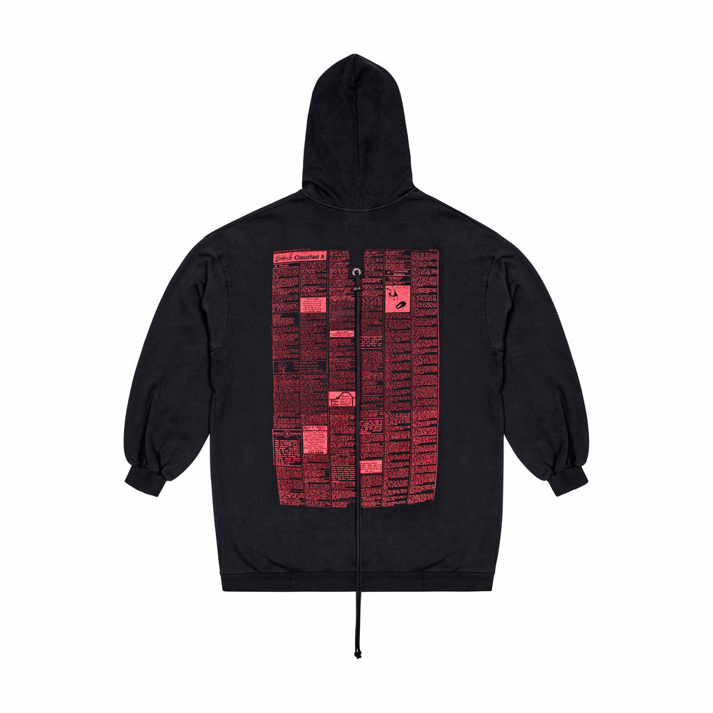 ZIPPED HOODIE PRINT 02, BLACK