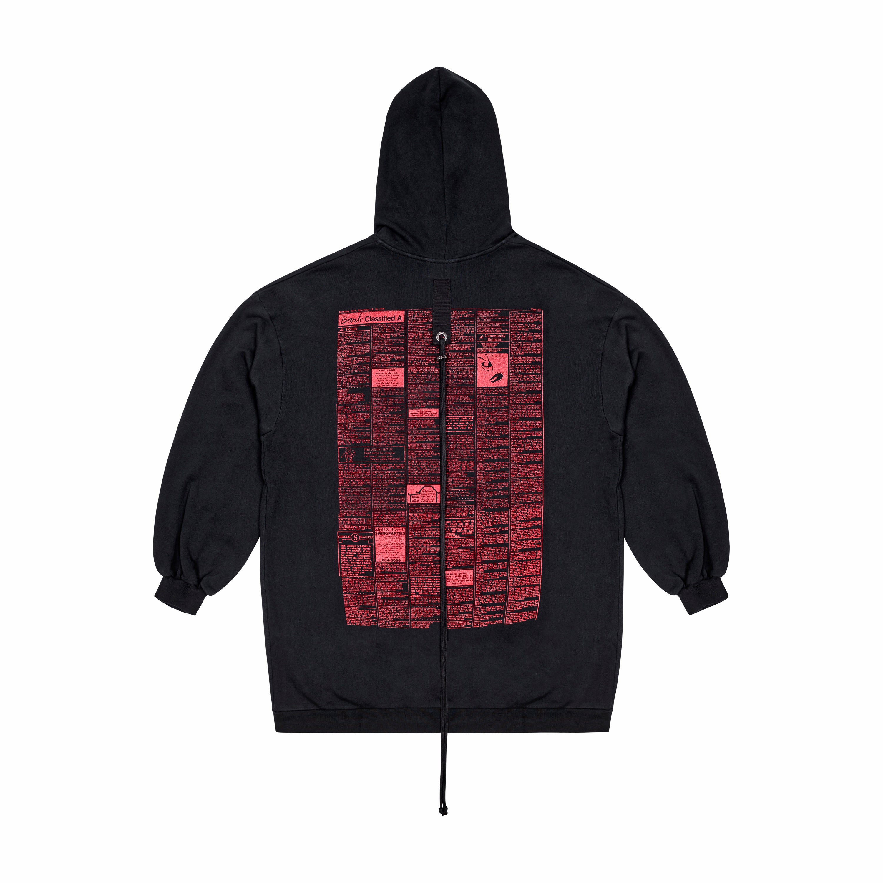 ZIPPED HOODIE PRINT 02, BLACK